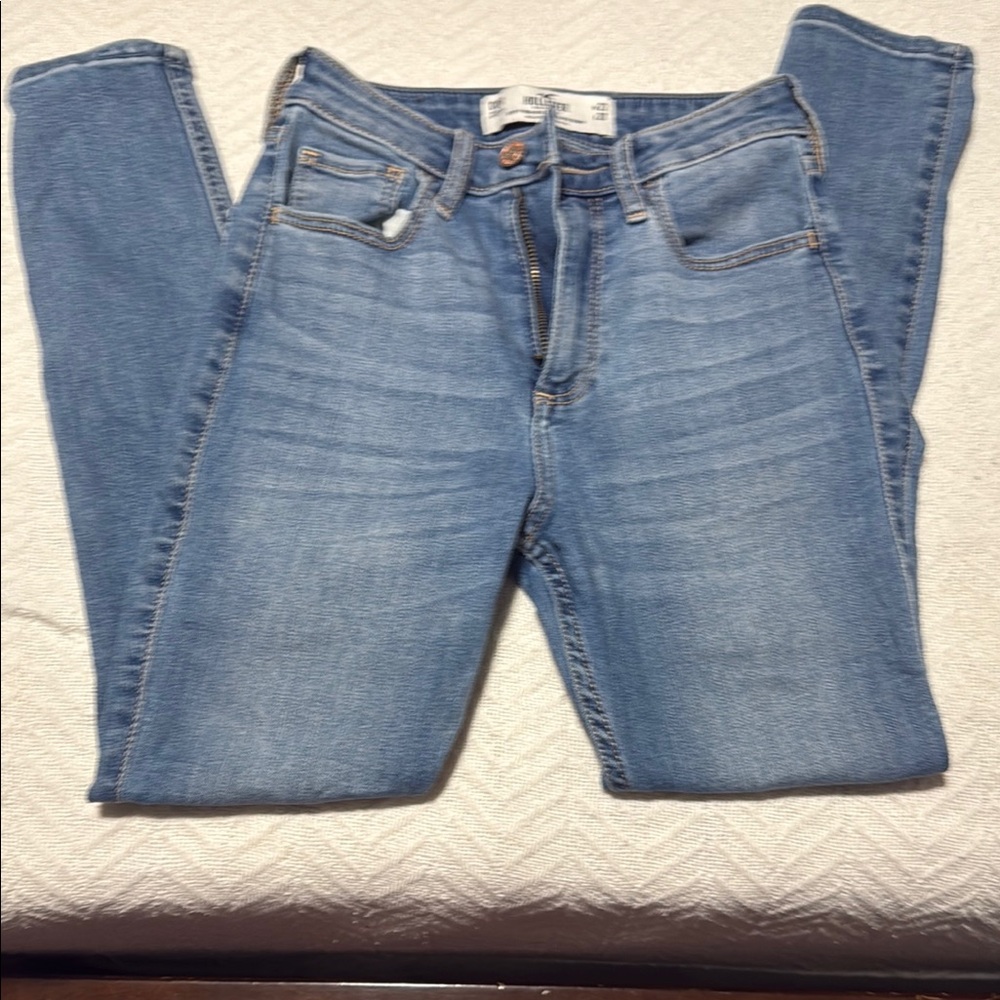 Hollister Blue Skinny Jeans with Subtle Fading